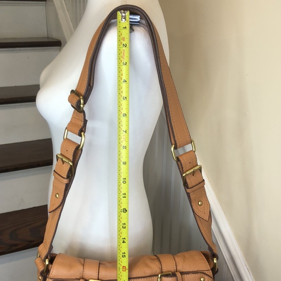 VINCE CAMUTO Tumbled Brown Leather Messenger Strappy Tote Crossbody Shoulder Bag - Picture 14 of 17